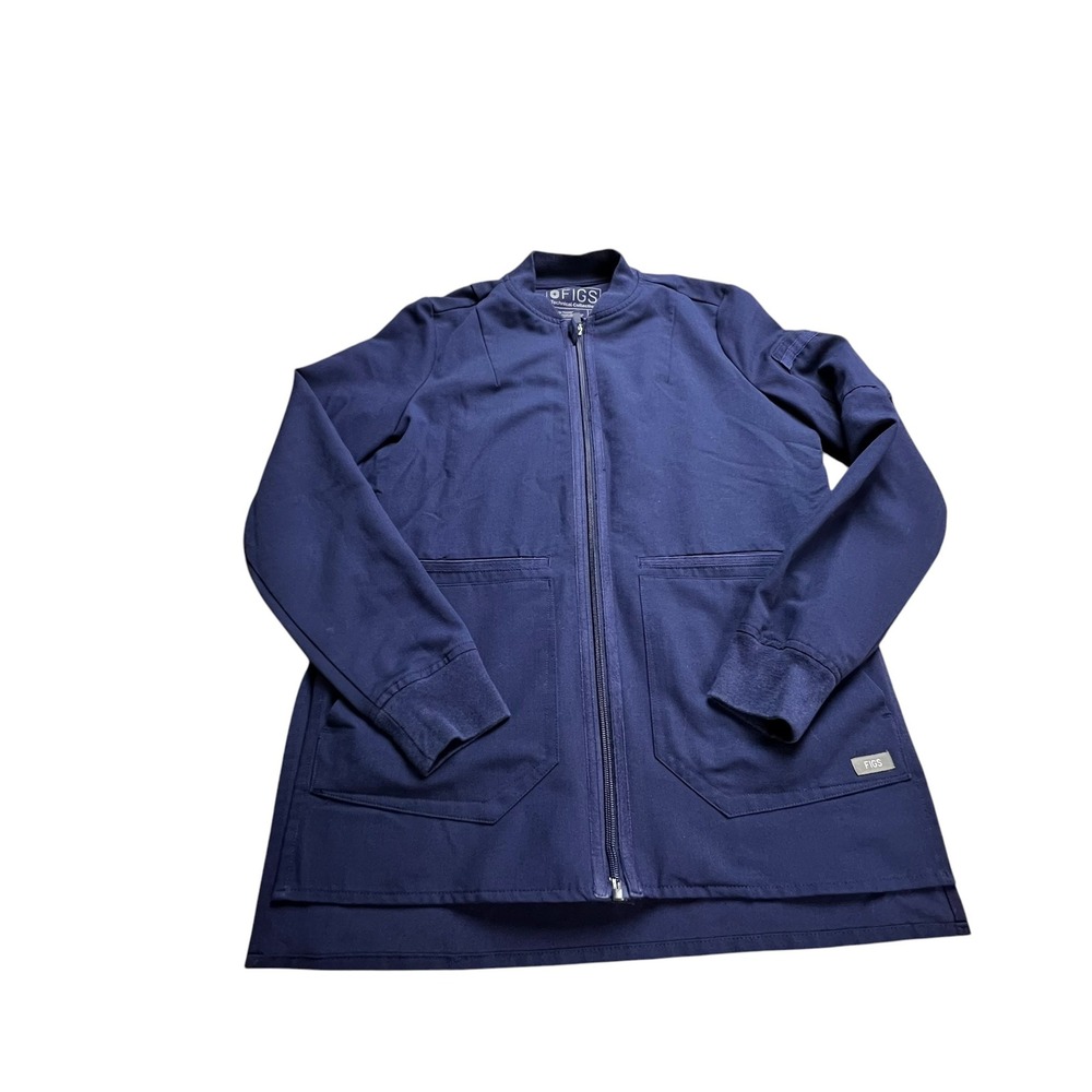 FIGS Technical Collection Navy Blue Full Zip Scrub Jacket Women XXS Bomber Style
